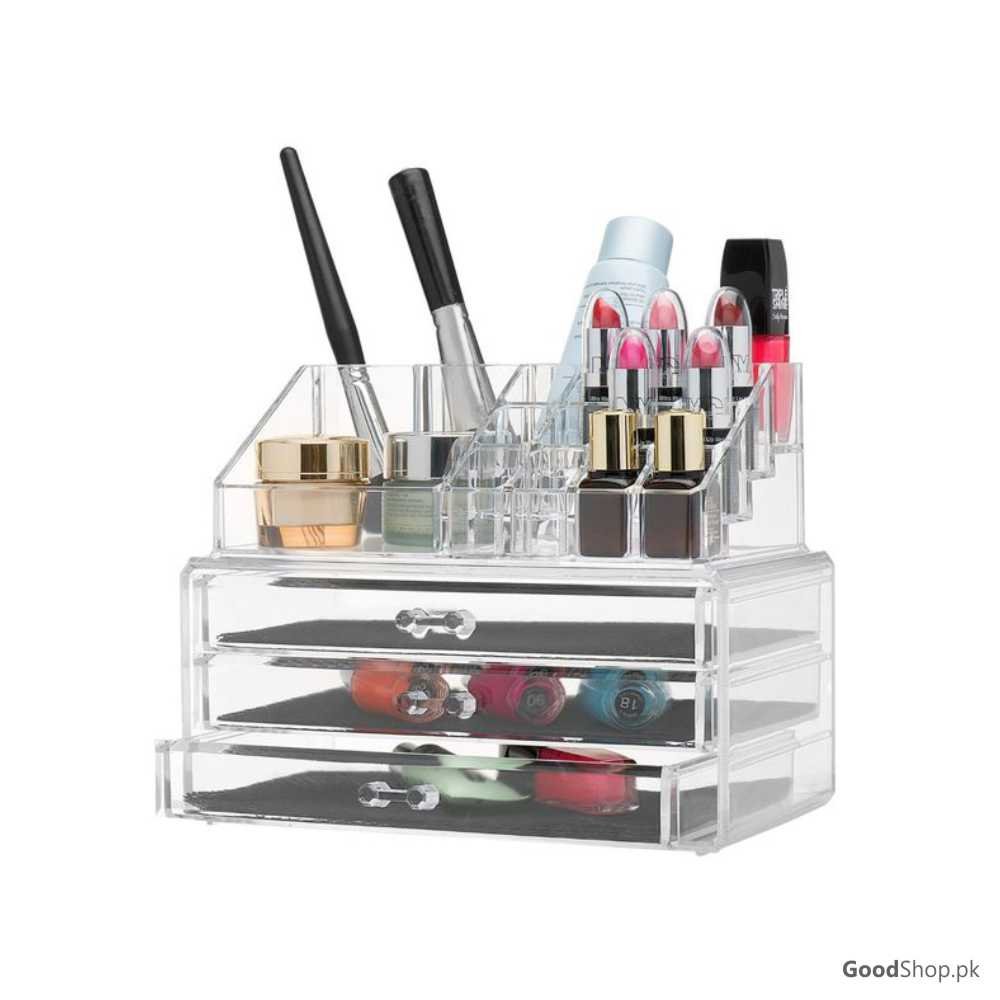 Acrylic Cosmetic Organizer 3 Drawers &amp; Mirror